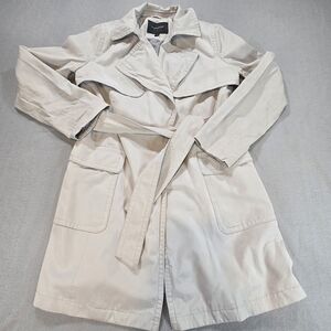 Banana Republic Cream Trench Jacket Tie Waist Lightweight Coat Small